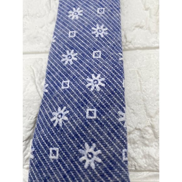 Skinny Tie Madness‎ - Men’s Floral Tie Blue White SKM2102 - Picture 2 of 7